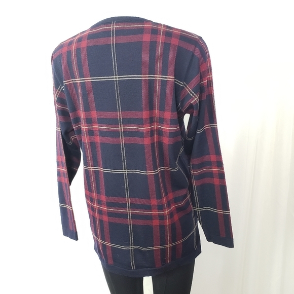 Talbots Petites 100% wool plaid sweater  black red size Petite Small - Picture 5 of 6